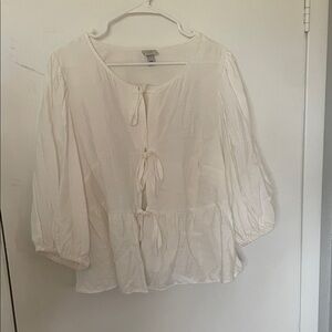 A•NewDay Cream Tie-Detail Blouse